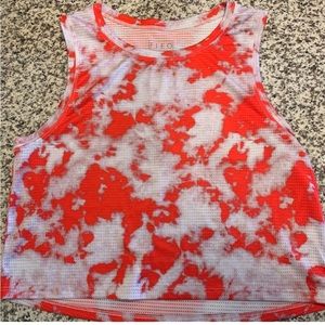FLEO Dylan Muscle Crop Tank Top - Red and White - Medium